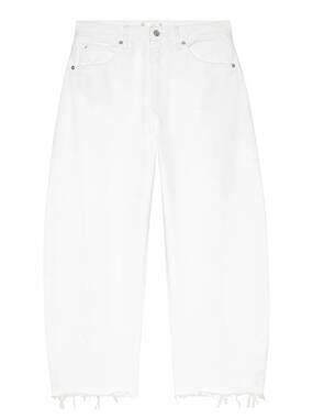 NEW FRAME women's bubble crop jeans in white new fray